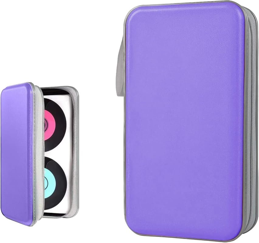 96-Capacity Hard Plastic CD/DVD Organizer Wallet with Strap, Portable 