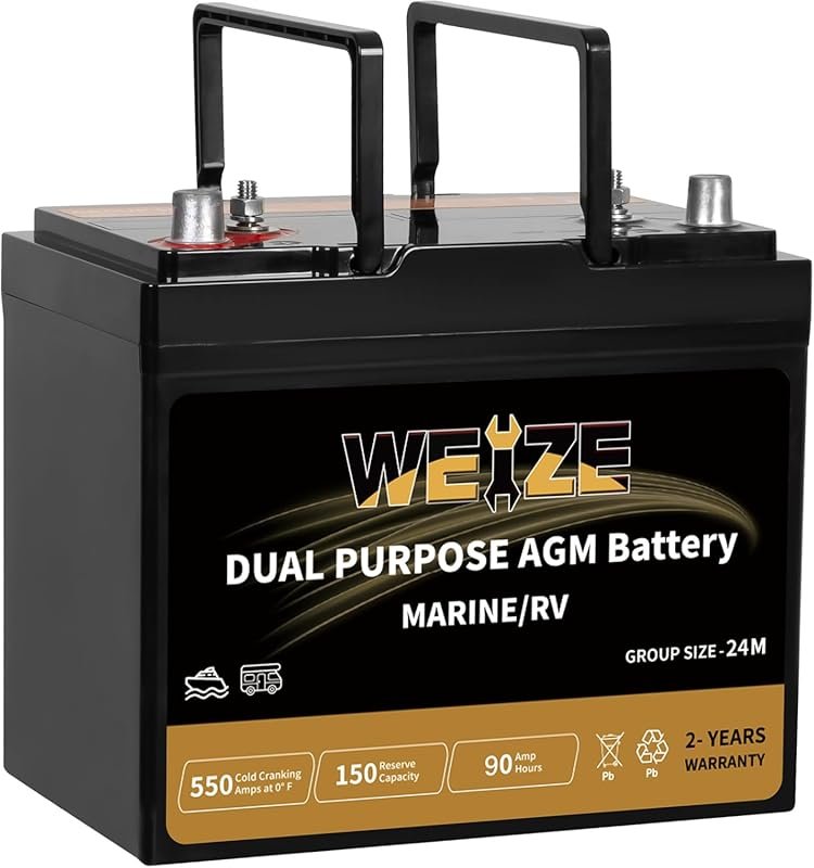Weize Group 24M AGM Dual Purpose Battery: 12V 90Ah for Starting and De
