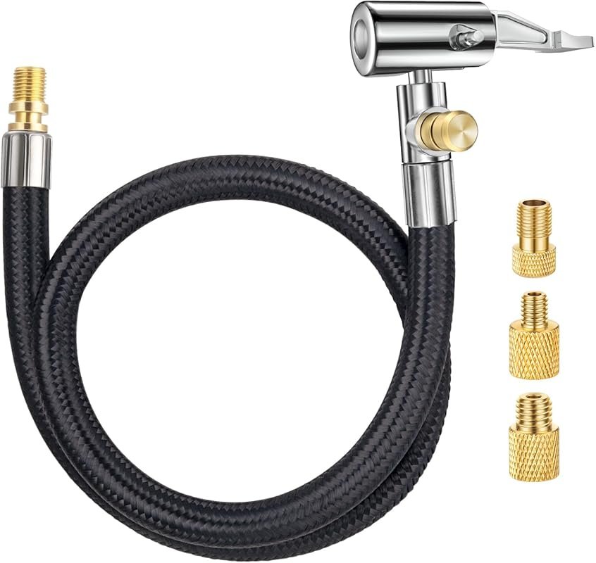20-Inch Tire Inflator Hose Adapter with Self-Locking Chuck and Valve A