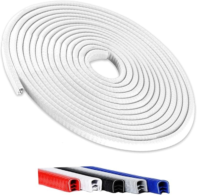 White Rubber U-Shaped Car Door Edge Guards, No Glue Required for Most 