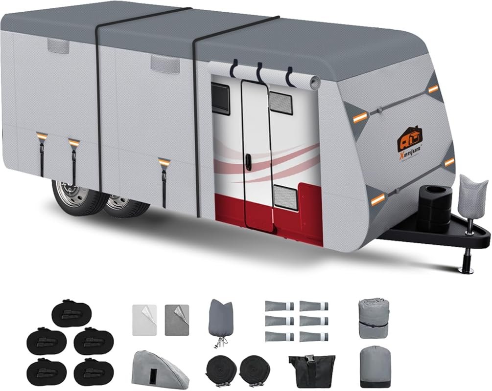 Heavy-Duty RV Cover for 24-27ft Trailers, 7-Layer Waterproof with UV P