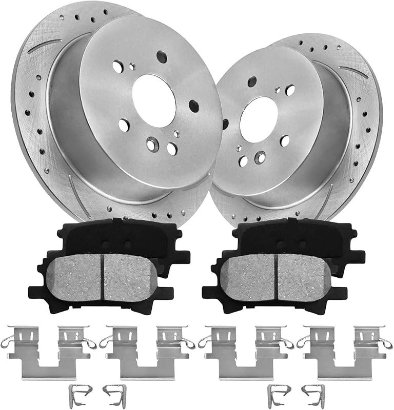 Rear Brake Kit with Drilled & Slotted Rotors for Lexus RX350, RX330, R