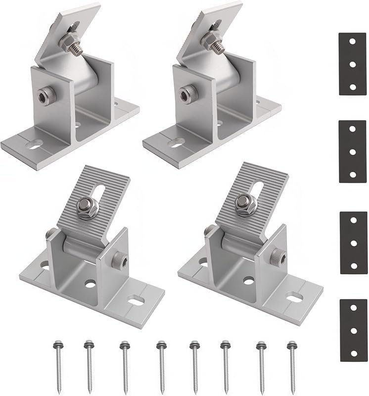 4 Pack Adjustable Solar Panel Tilt Mount Bracket Base, Tilt Angle 10°