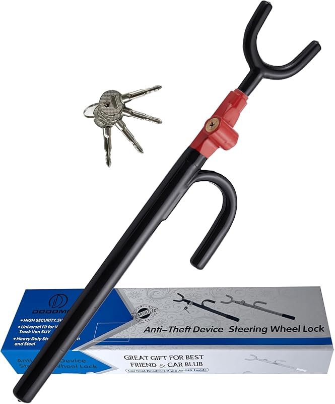 Adjustable Steering Wheel Lock for Hyundai Tucson with Four Keys, Blac