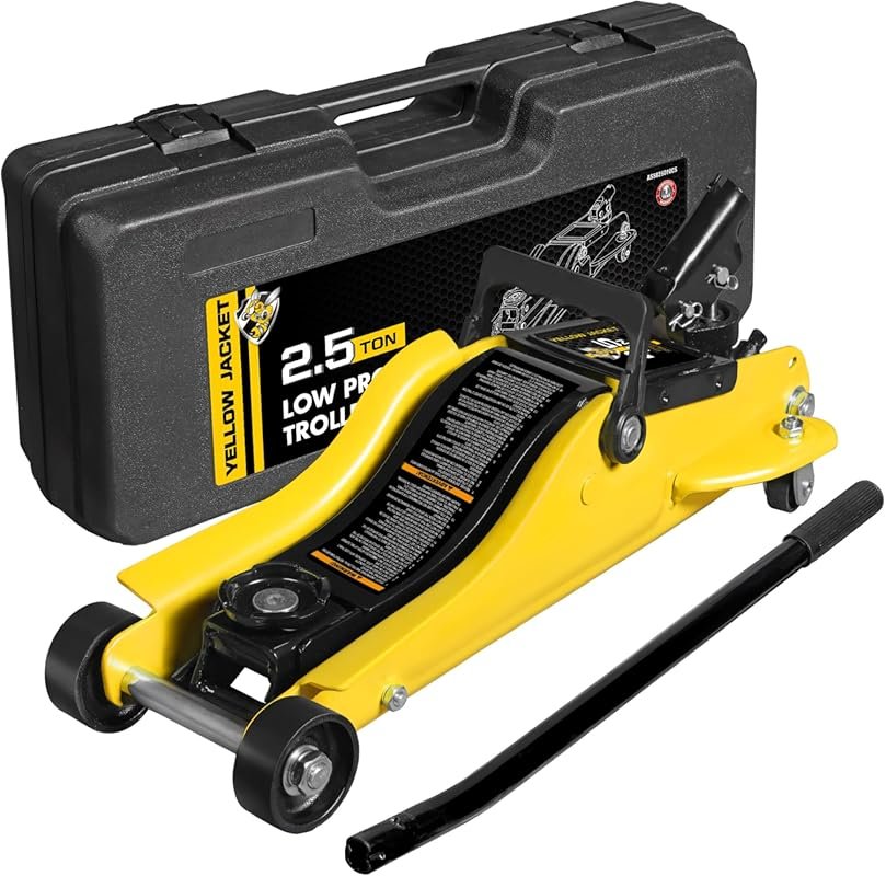 YELLOW JACKET 2.5 Ton Trolley Jack with Carrying Case, Low Profile Hyd