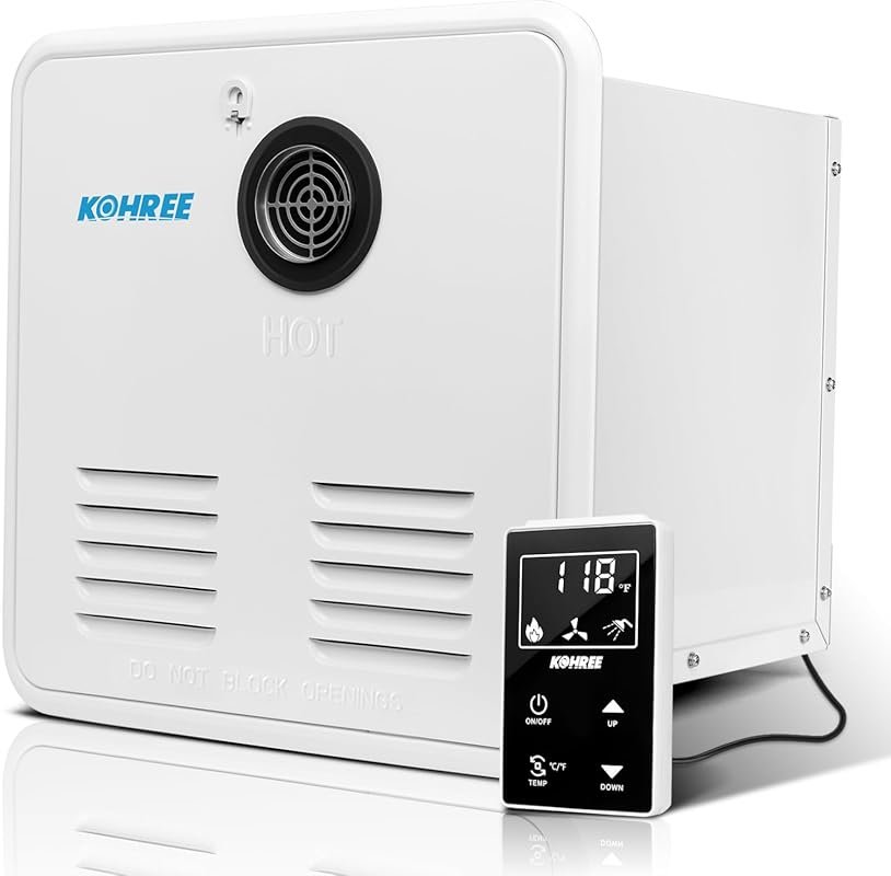 Kohree 60,000 BTU RV Tankless Water Heater with White Door, Remote, an