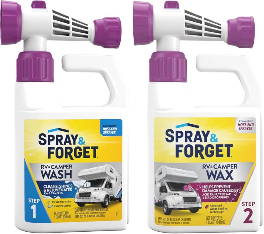 Spray and Forget RV and Camper Wash and Wax Combo 1 Quart Each