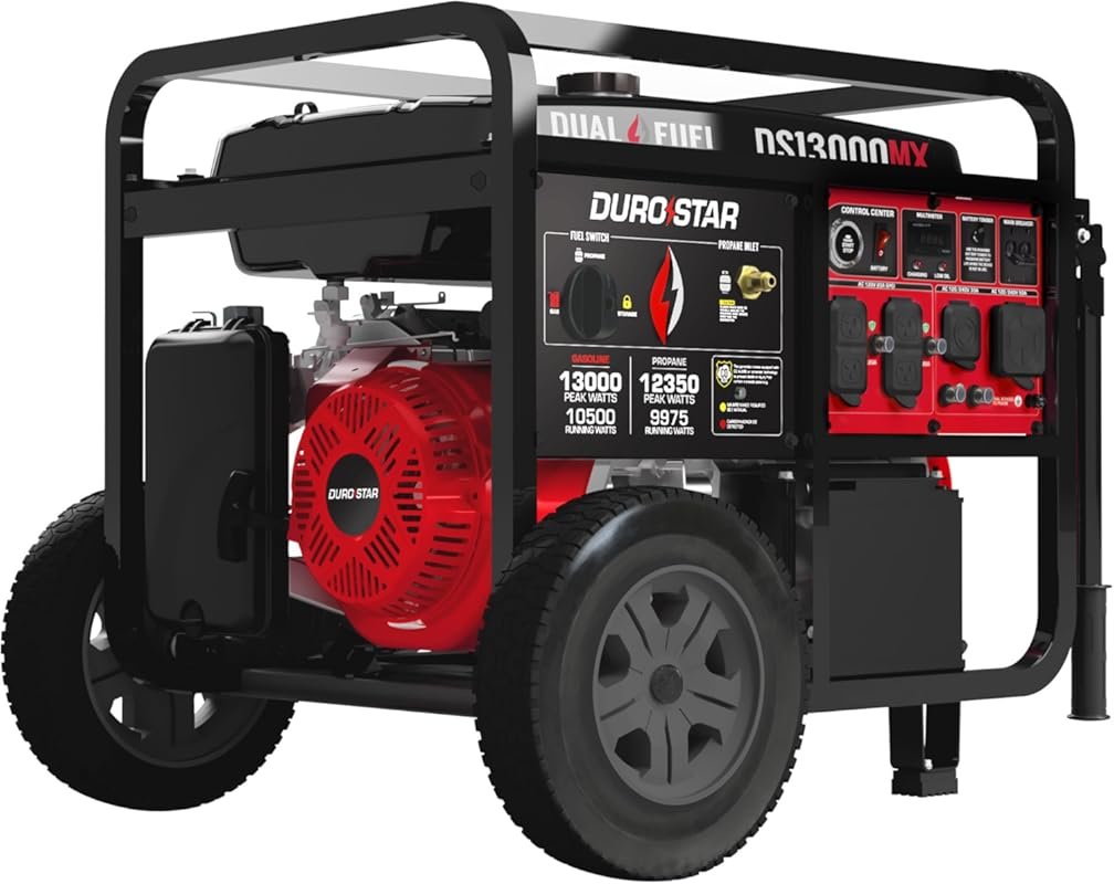 DuroStar 13,000W Dual Fuel Portable Generator with Remote Start and Wh