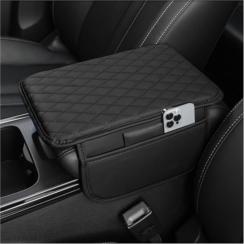 Upgraded Microfiber Leather Car Center Console Cover with 2 Storage Ba