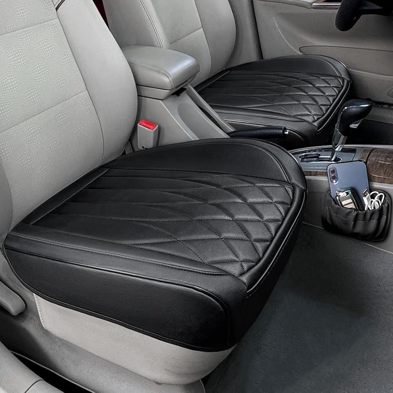 2-Pack Leather Car Seat Covers with Storage Pocket – Universal Anti-Sl