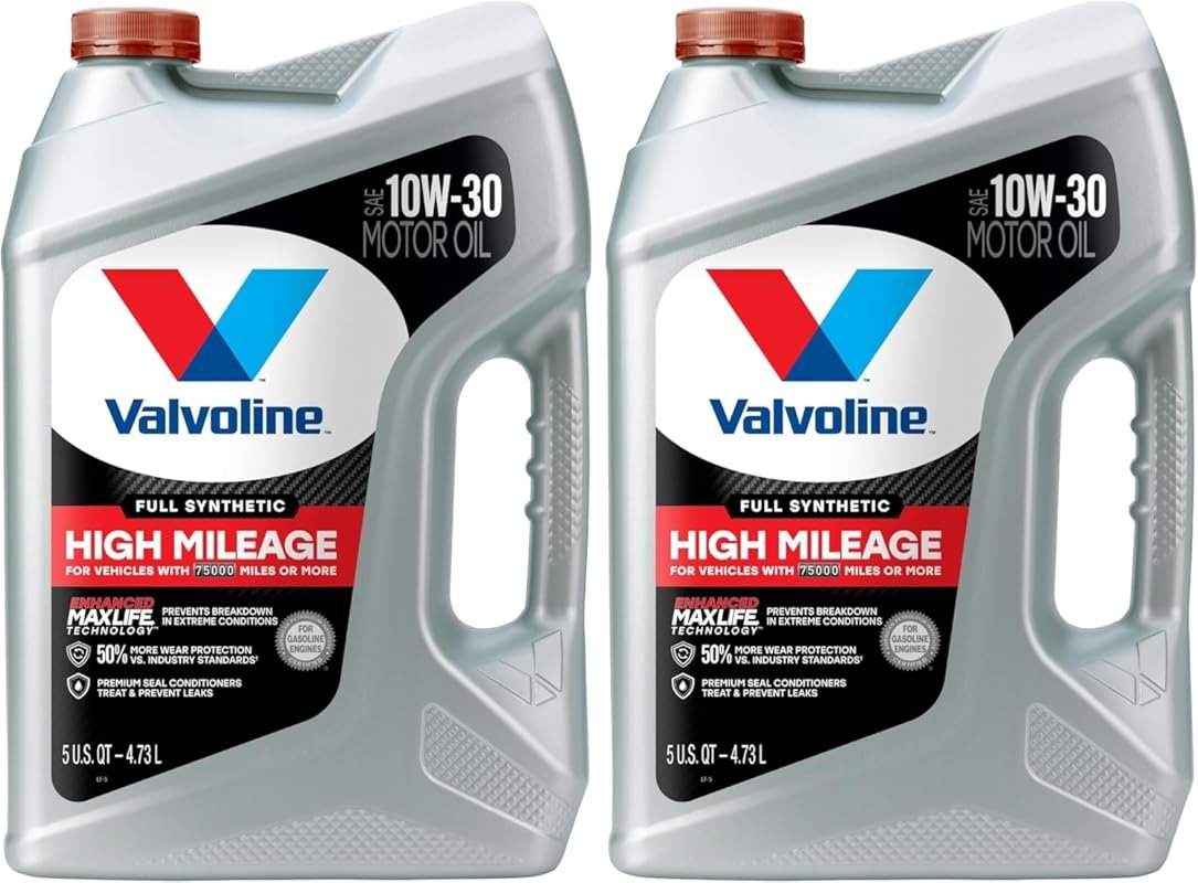 Valvoline Full Synthetic High Mileage 10W-30 Motor Oil, 5 Quarts (Pack