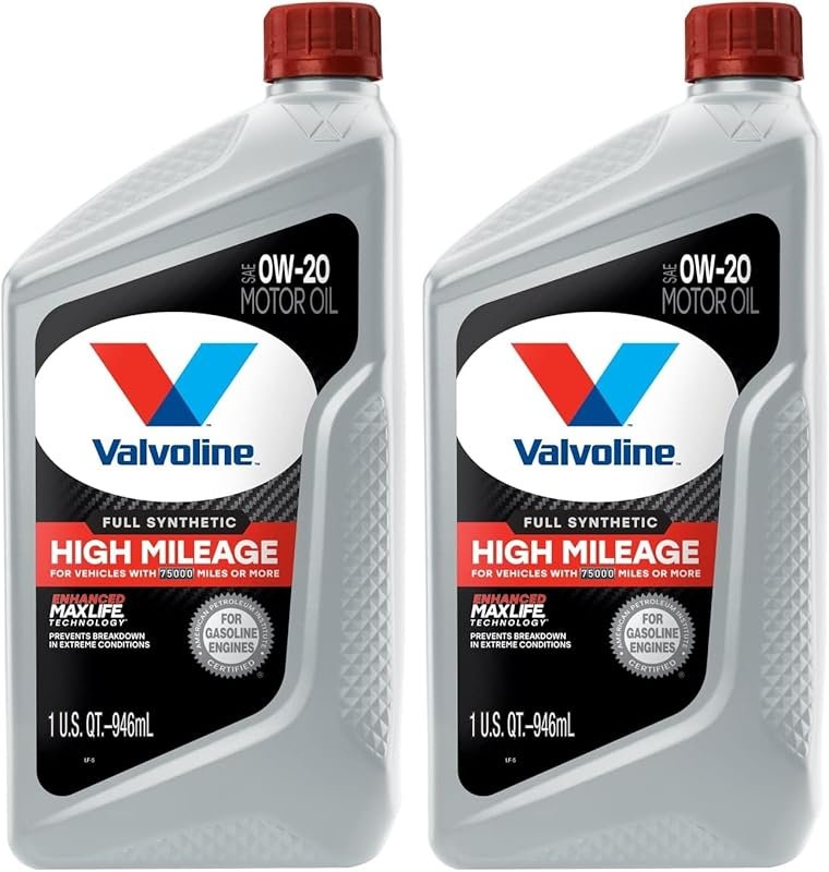 Valvoline Full Synthetic High Mileage 0W-20 Motor Oil (1 Quart, Pack o