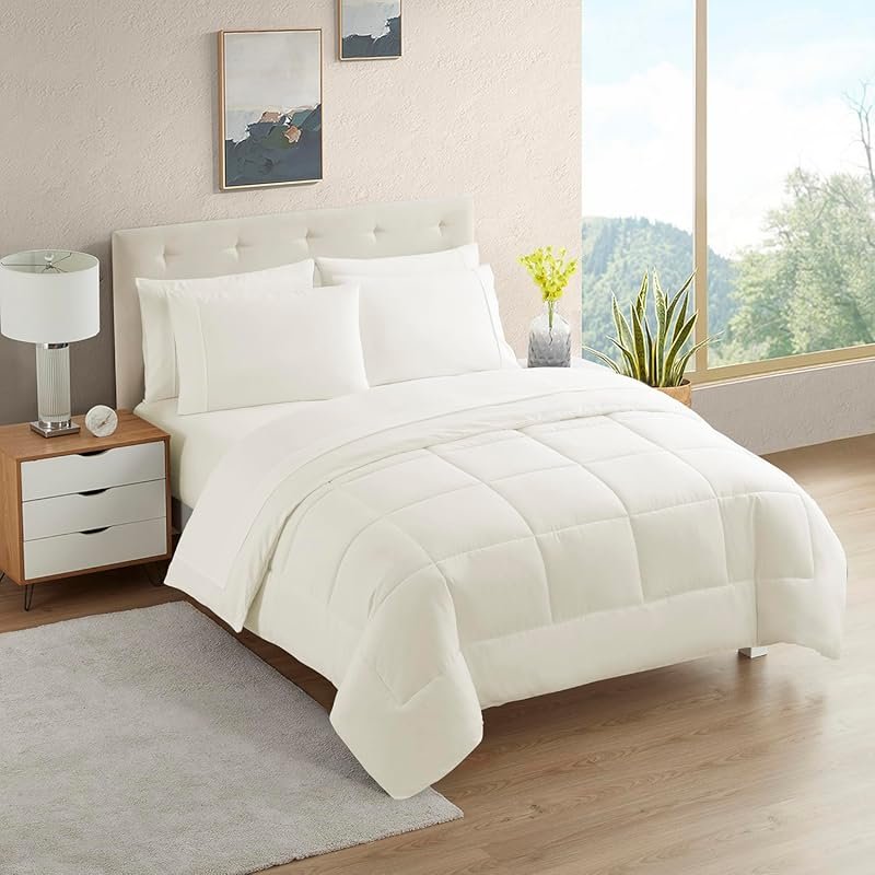RV Short Queen Comforter Set with Fitted Sheet, Flat Sheet, and Four I