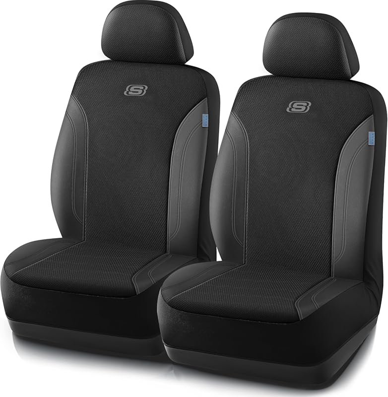 Skechers Airbag Compatible Work Leather Seat Covers with Oxford Fabric