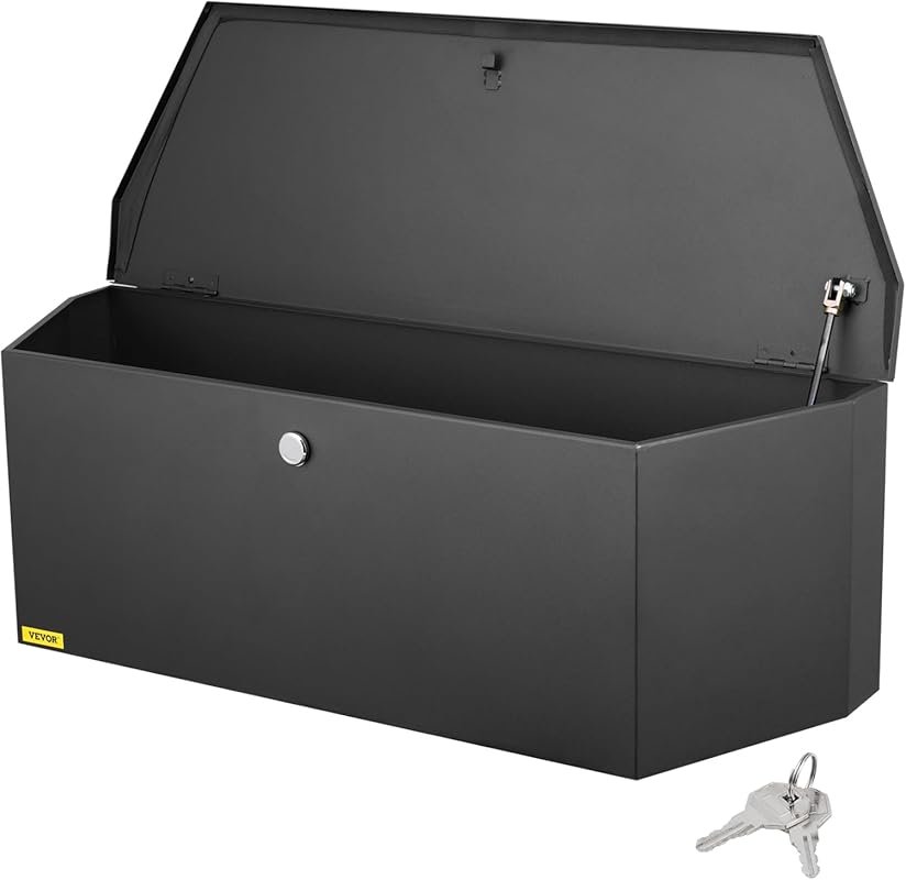 VEVOR 36-Inch Steel Trailer Tongue Tool Box with Lock for Truck Bed, R