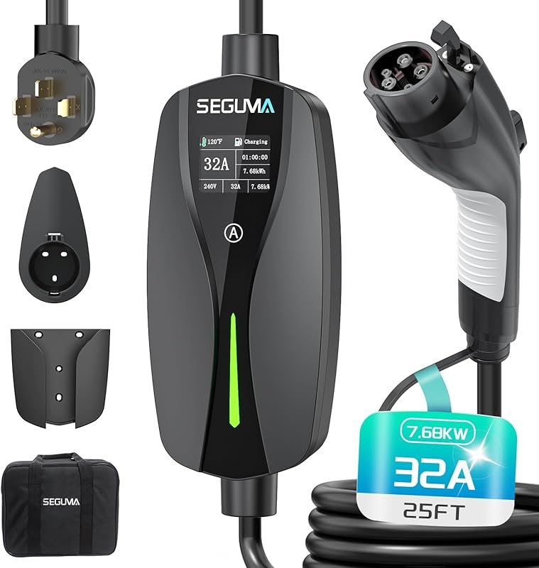 Level 2 EV Charger with 32Amp output, NEMA 14-50 plug, and 25ft UL-lis