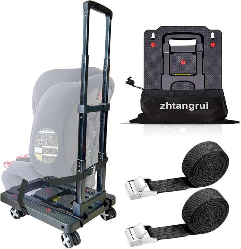 Car Seat Dolly for Airport – Foldable Travel Cart with Wheels & Straps