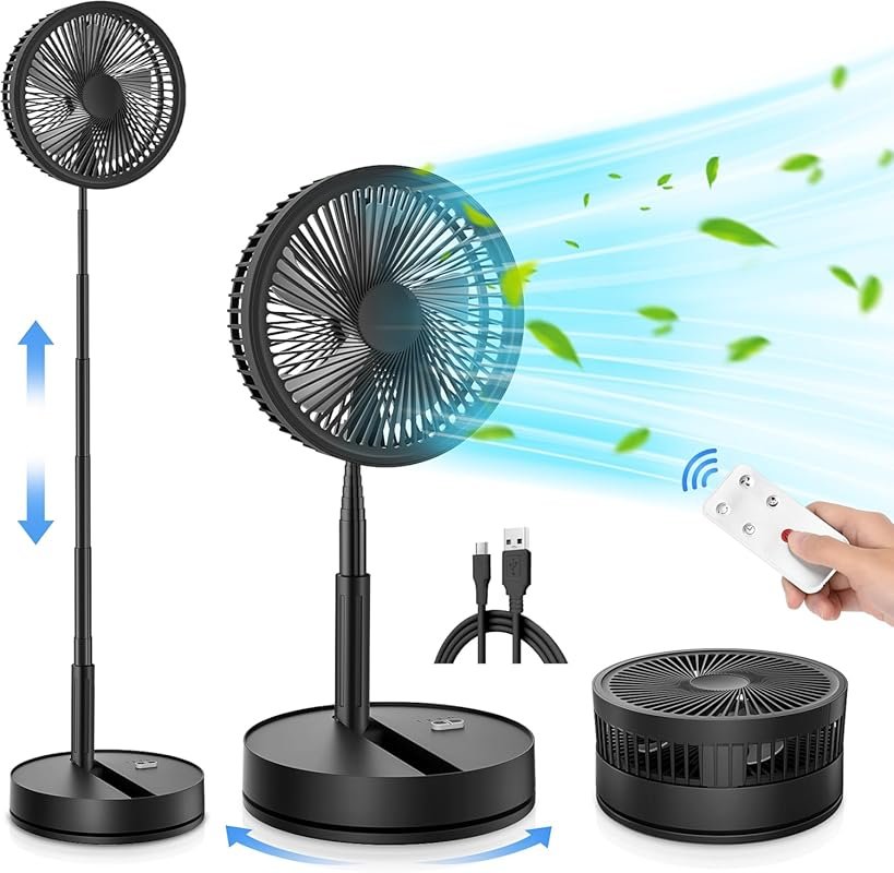 LIPETY 9-Inch Foldable Oscillating Fan with Remote and 7200mAh Battery