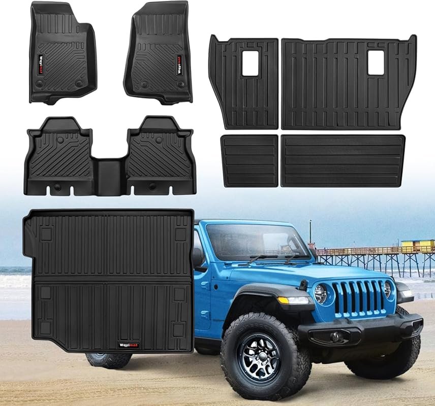 Custom-fit all-weather floor mats and cargo liner for Jeep Wrangler JL