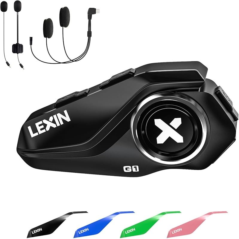 LEXIN G1 Motorcycle Bluetooth Headset with Dual Mics, Waterproof, HD S