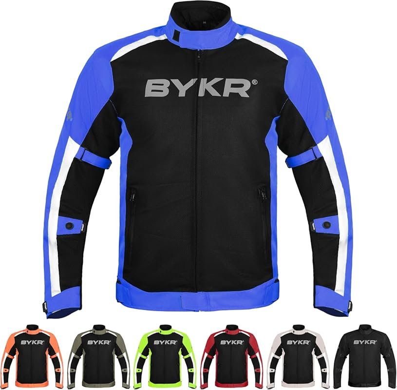 BYKR Mesh Motorcycle Jacket with CE Armor for Men, Dual Sport and Brea