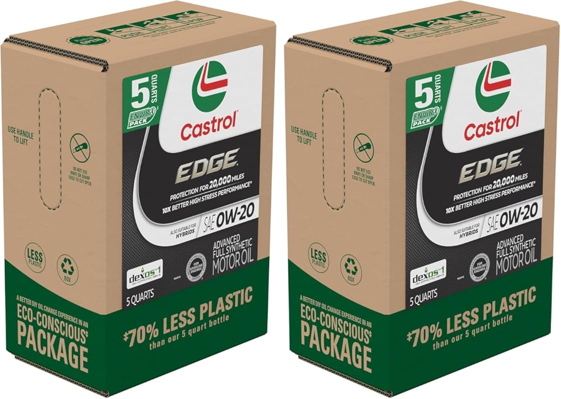 Castrol Edge 0W-20 Full Synthetic Motor Oil (5 Quarts, Pack of 2)