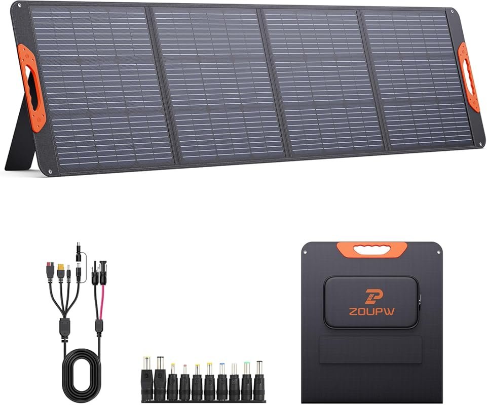 200W Portable Solar Panel with 23.5% Efficiency, Foldable Mono Charger
