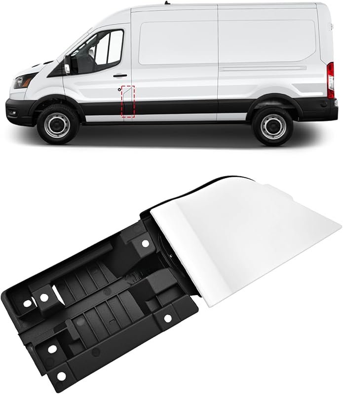 TOP-MAX Transit Gas Door with White Cover and Hinge Assembly for Ford