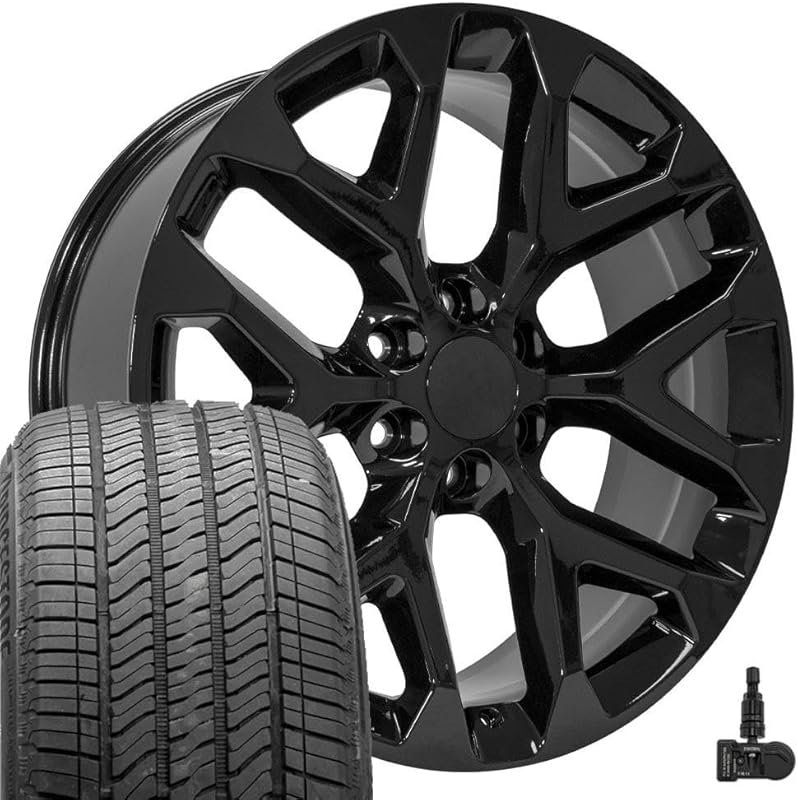 OE Wheels CV98B Snowflake Gloss-Black 22x9 6x139.7 for GM Trucks SUVs