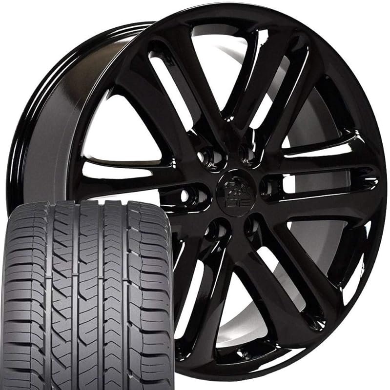OE Wheels FR76 22-inch Gloss Black Rims with 285/45-22 Eagle Sport AS 