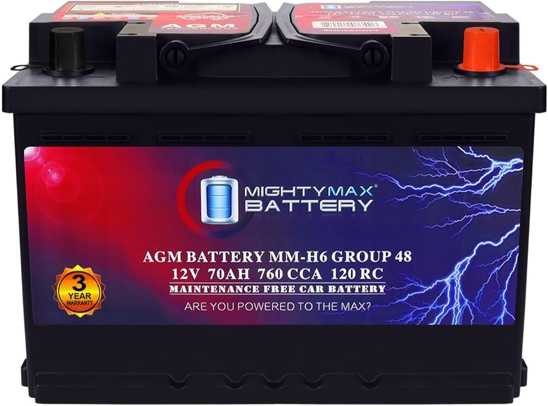 Mighty Max MM-H6 12V 70AH AGM Car Battery for Start and Stop Vehicles