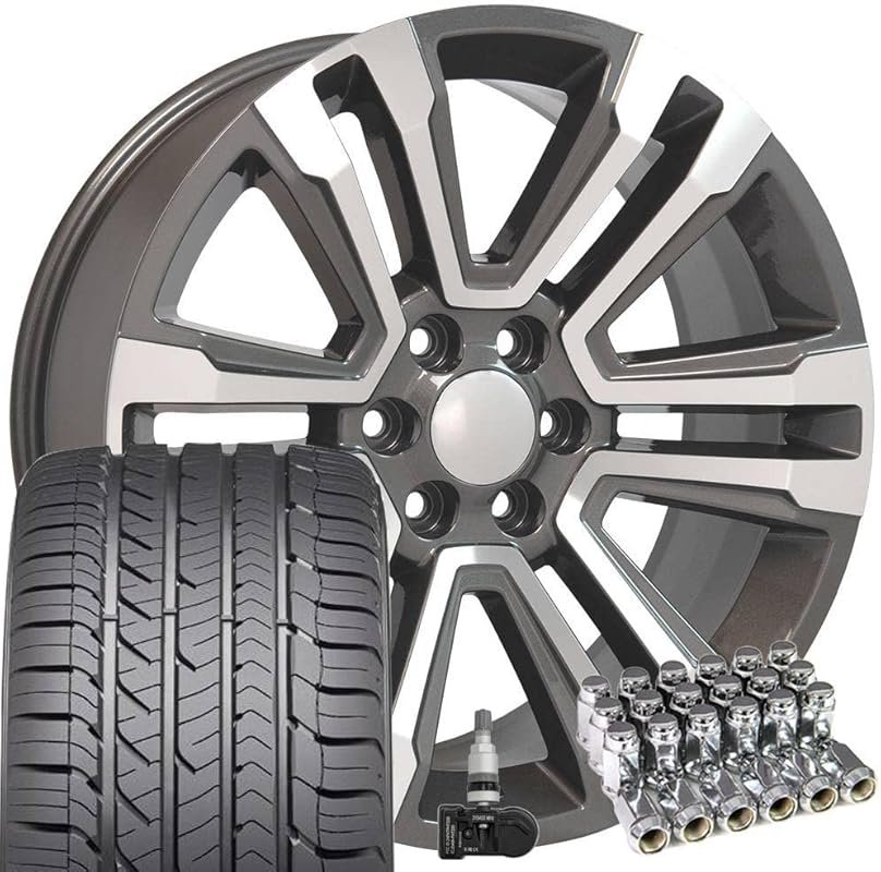 OE Wheels CV44 22x9 Denali Style Wheels with 285/45R22 Tires for GMC Y