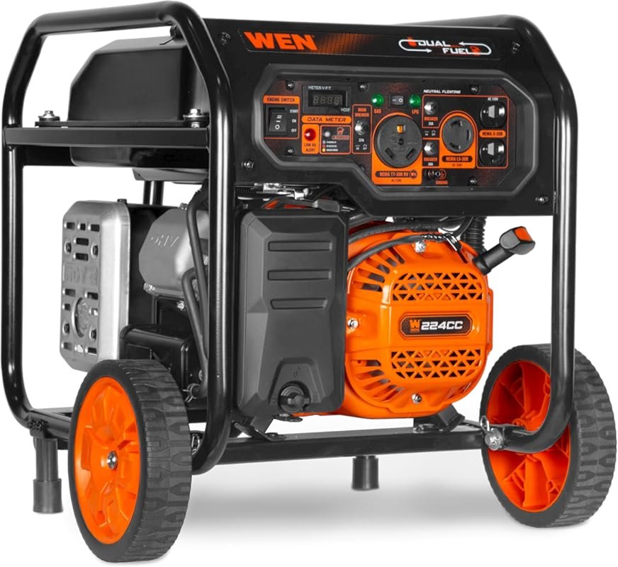 WEN 5600-Watt Dual Fuel Portable Generator with Electric Start, Wheel