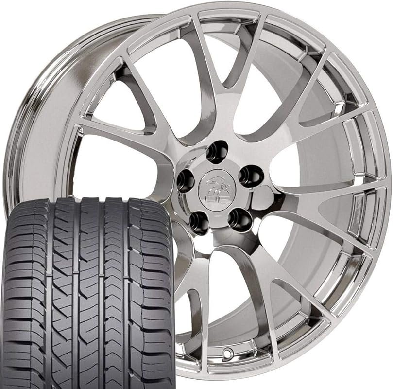 OE Wheels DG69 22-Inch Chrome Rims and Tires for Ram Hellcat Style, 5x