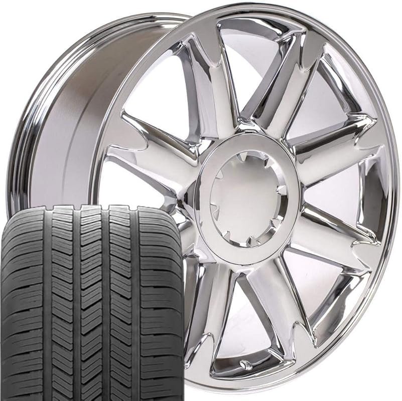OE Wheels CV85 20 Inch Chrome Rims with Eagle LS-2 275/55-20 Tires, 6x