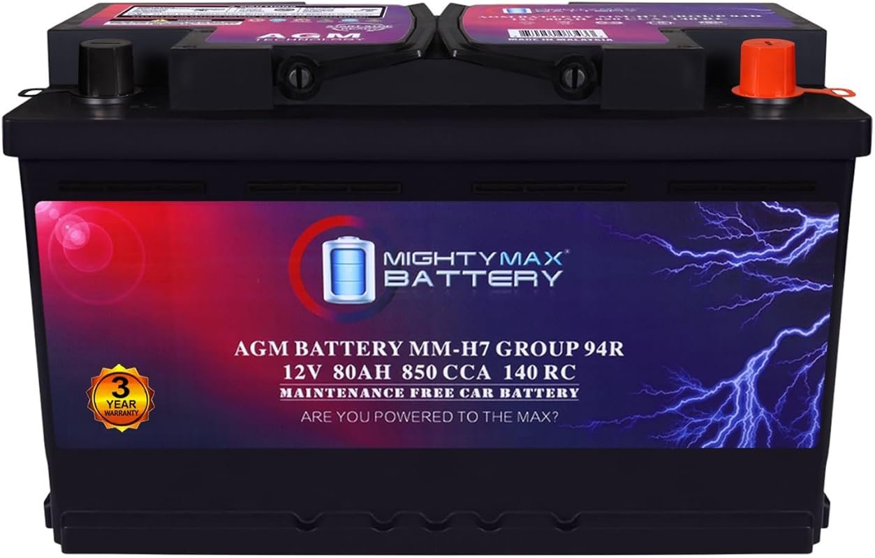Mighty Max MM-H7 AGM battery in group 94R offers 850 CCA and 80AH capa