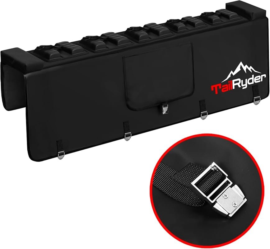 Truck Tailgate Pad Holds Five Bikes with Durable Reversed Straps and B