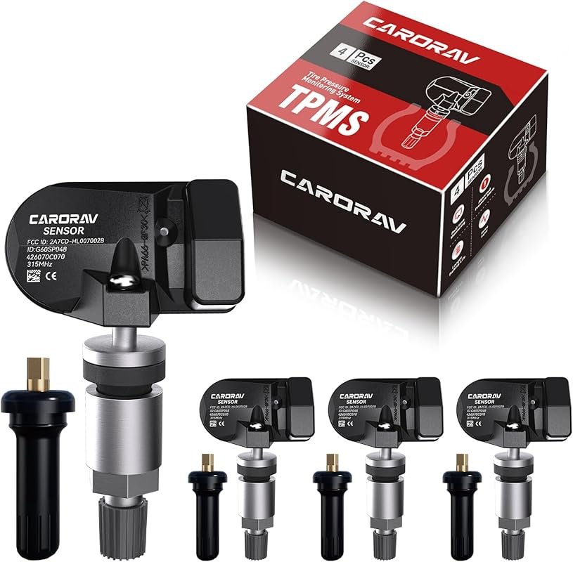TPMS Sensors for Toyota Sequoia, Sienna, and Tundra – 315MHz, 4-Pack with Replaceable Valve Stems