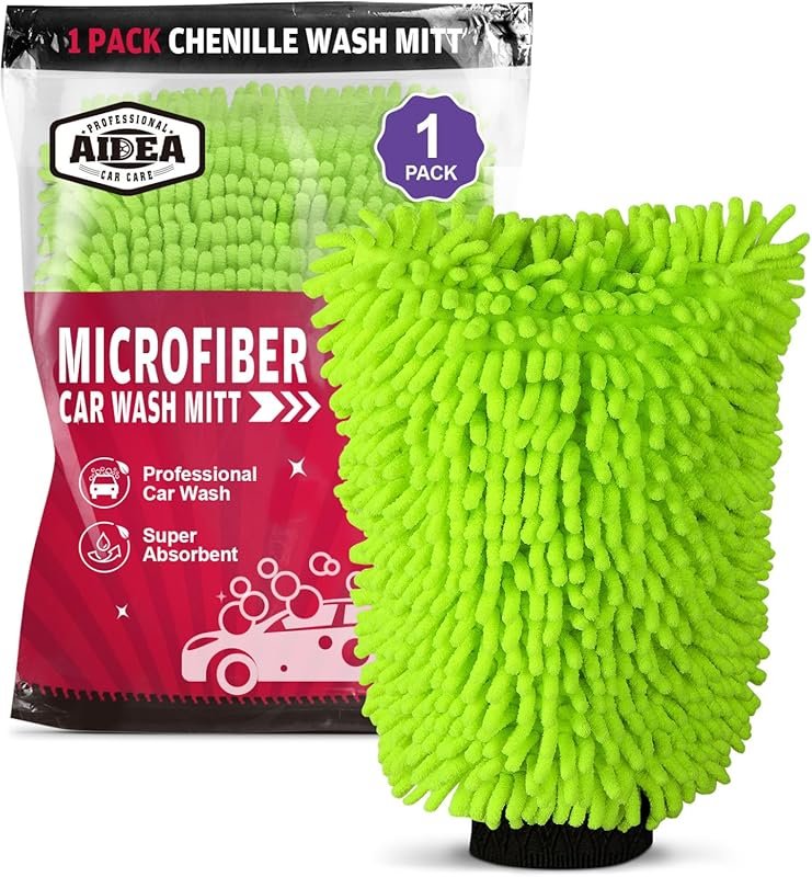 AIDEA Microfiber Car Wash Mitt, Scratch-Free and Lint-Free Chenille Br