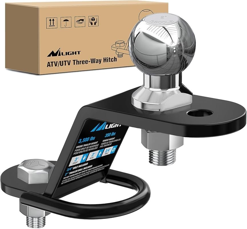 Nilight 3-in-1 ATV/UTV Trailer Hitch with 2