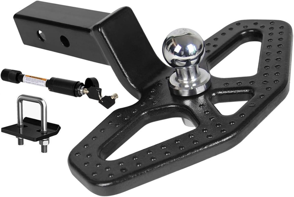 Heavy Duty Trailer Hitch Step with Removable Ball and 6000 lbs Capacit