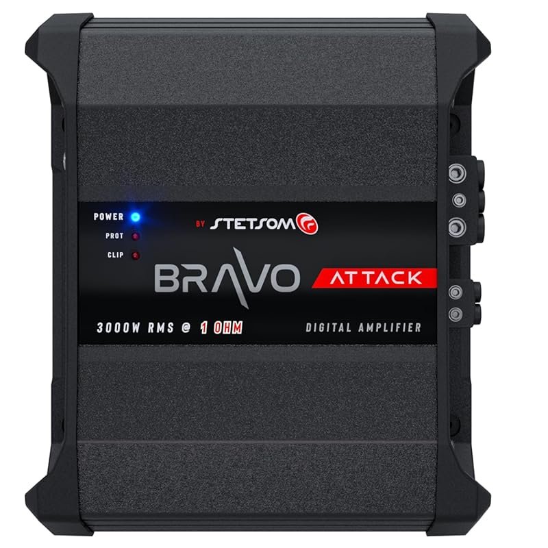 Stetsom Bravo Attack 3000 1 Ohm Mono Car Amplifier, 3000.1 3K Watts RM