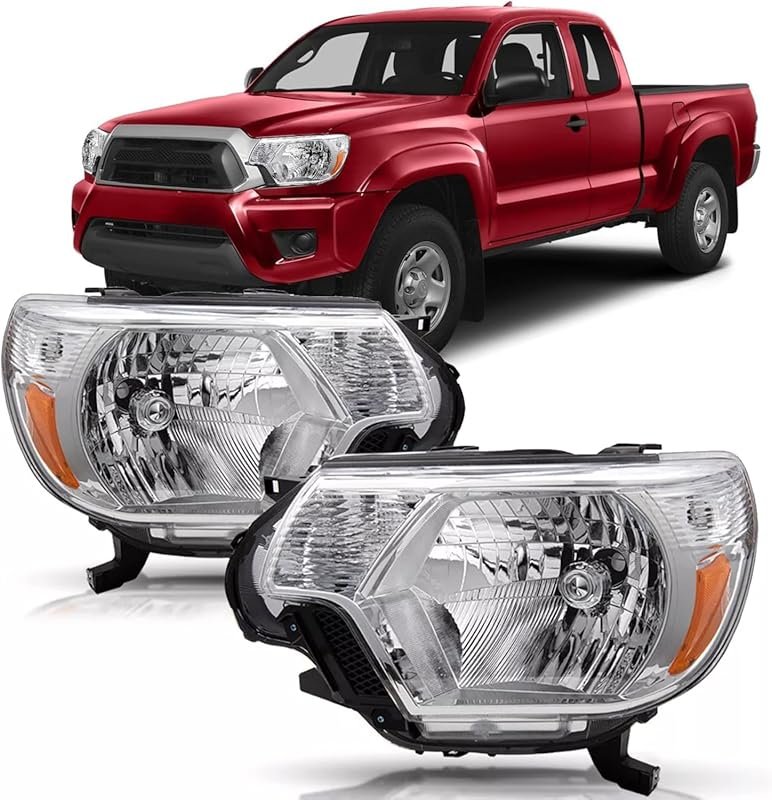 OE-style headlight assembly set for 2012–2015 Toyota Tacoma with chrom