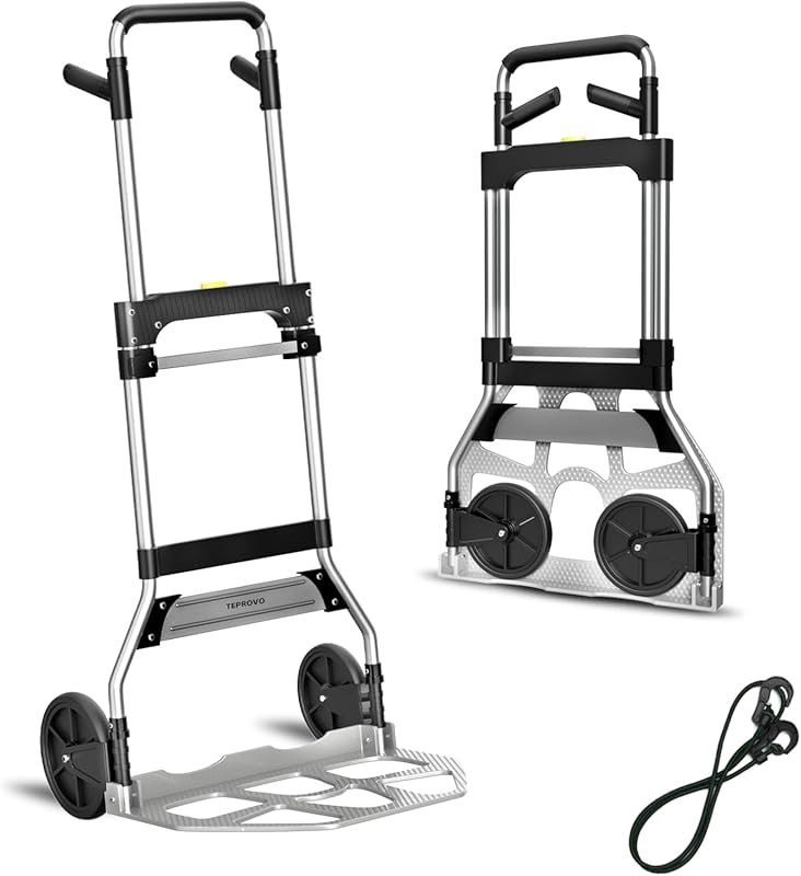 Aluminum Folding Hand Truck with 7-Inch Rubber Wheels, 340-Pound Capac