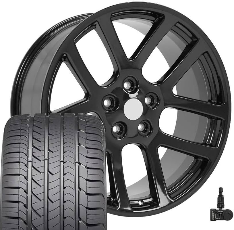22 Inch Gloss Black Rims and Tires for 2014 Dodge Durango – 285/45-22 