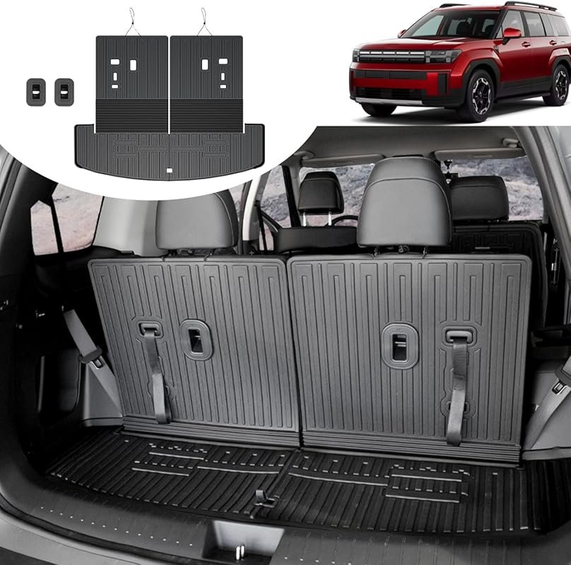 All-Weather TPE Cargo Mat with Backrest Mat for 2024–2026 Hyundai Sant