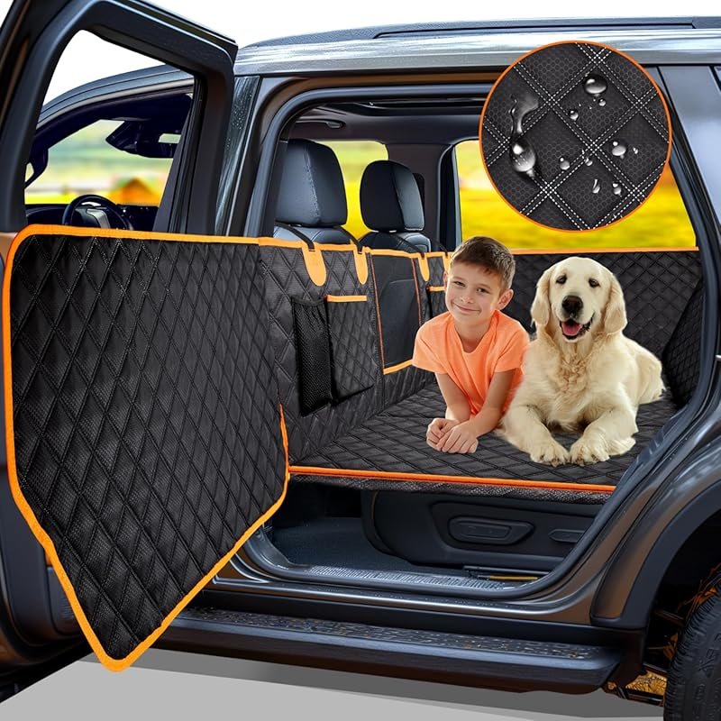 Hard Bottom Dog Car Seat Cover with Door Protectors Waterproof Scratch