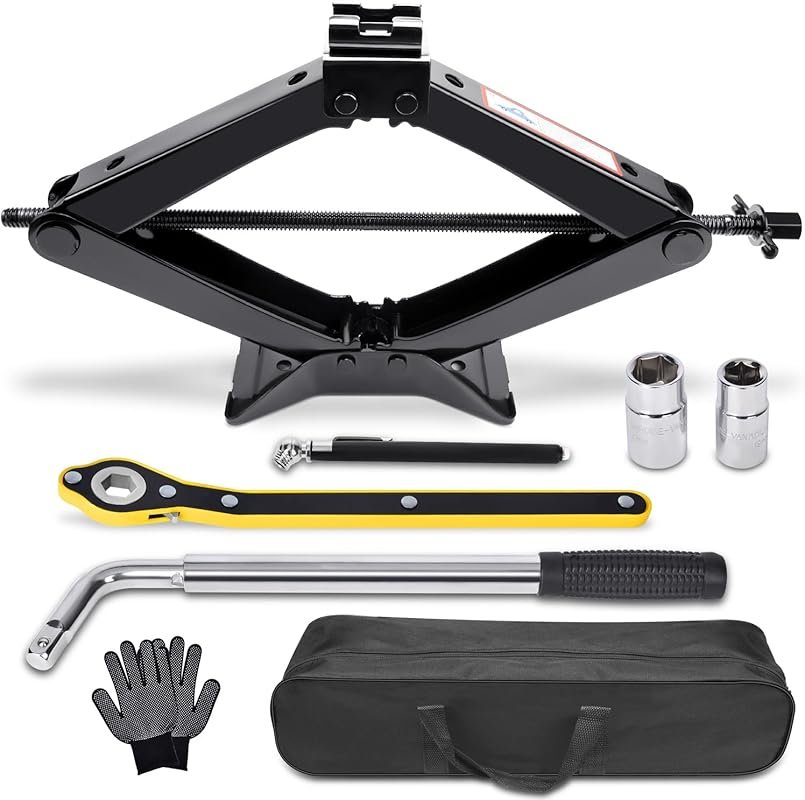 3-Ton Scissor Jack with Lug Wrench for Car and SUV Tire Changes