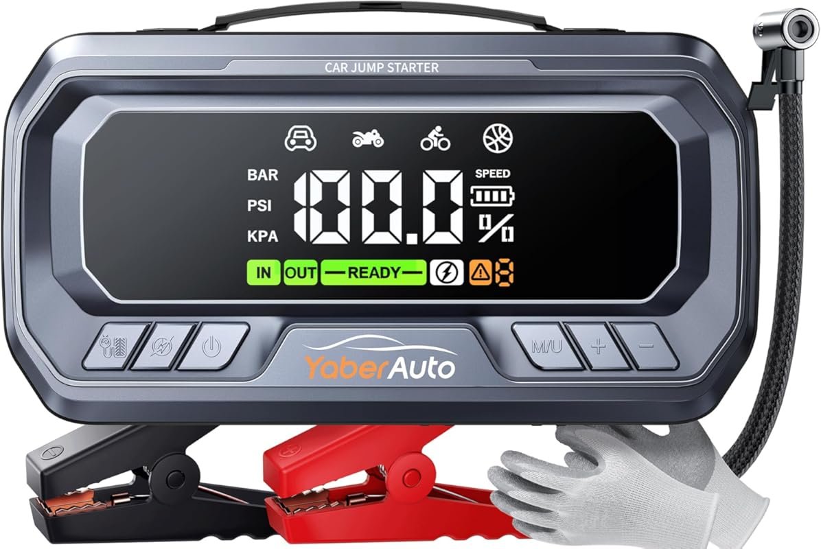 Best Jump Starter 2023: YaberAuto 8000A Jump Starter with 160PSI Air C