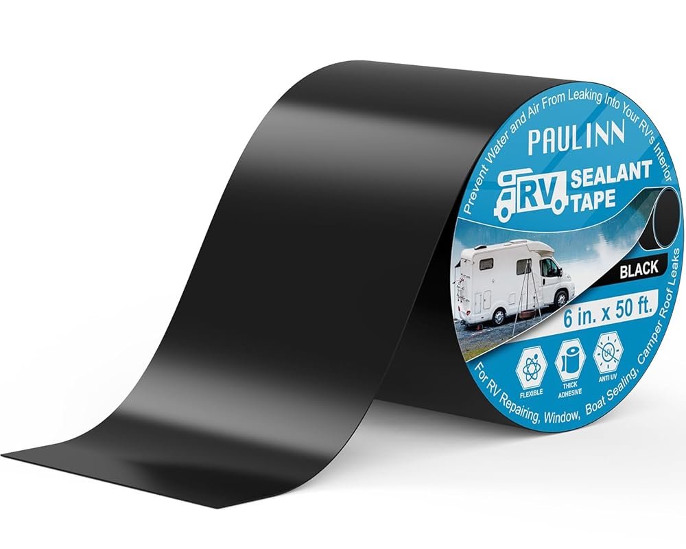 PAULINN Butyl Sealant Tape 6x50 ft Black - UV Weatherproof for RV Camp